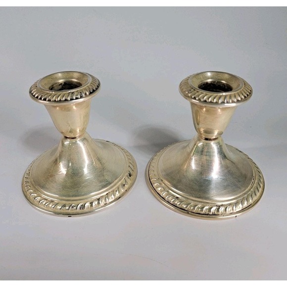 Gorham Other - Vintage X2 Gorham 3" Silverplate Candlestick Holders YC 1741 Pair Ornate Short